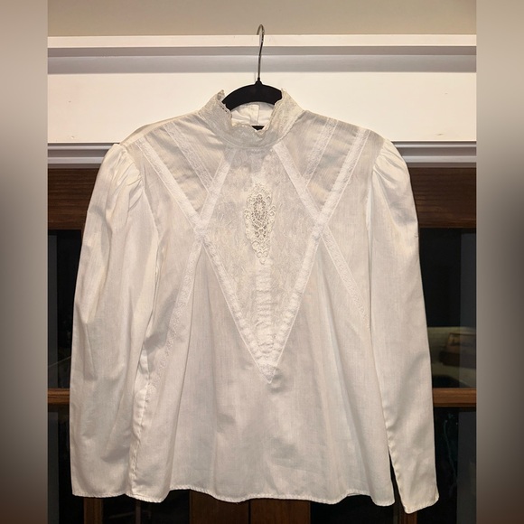 EUC Vintage Gunne Sax by Jessica McClintock Elegant White Women's Top Size Large - Picture 1 of 8